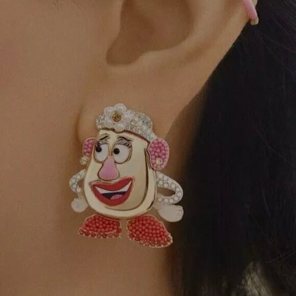 Disney Pixar BaubleBar Toy Story Mr & Mrs Potato Head Earrings Rhinestones NIB - Picture 5 of 6